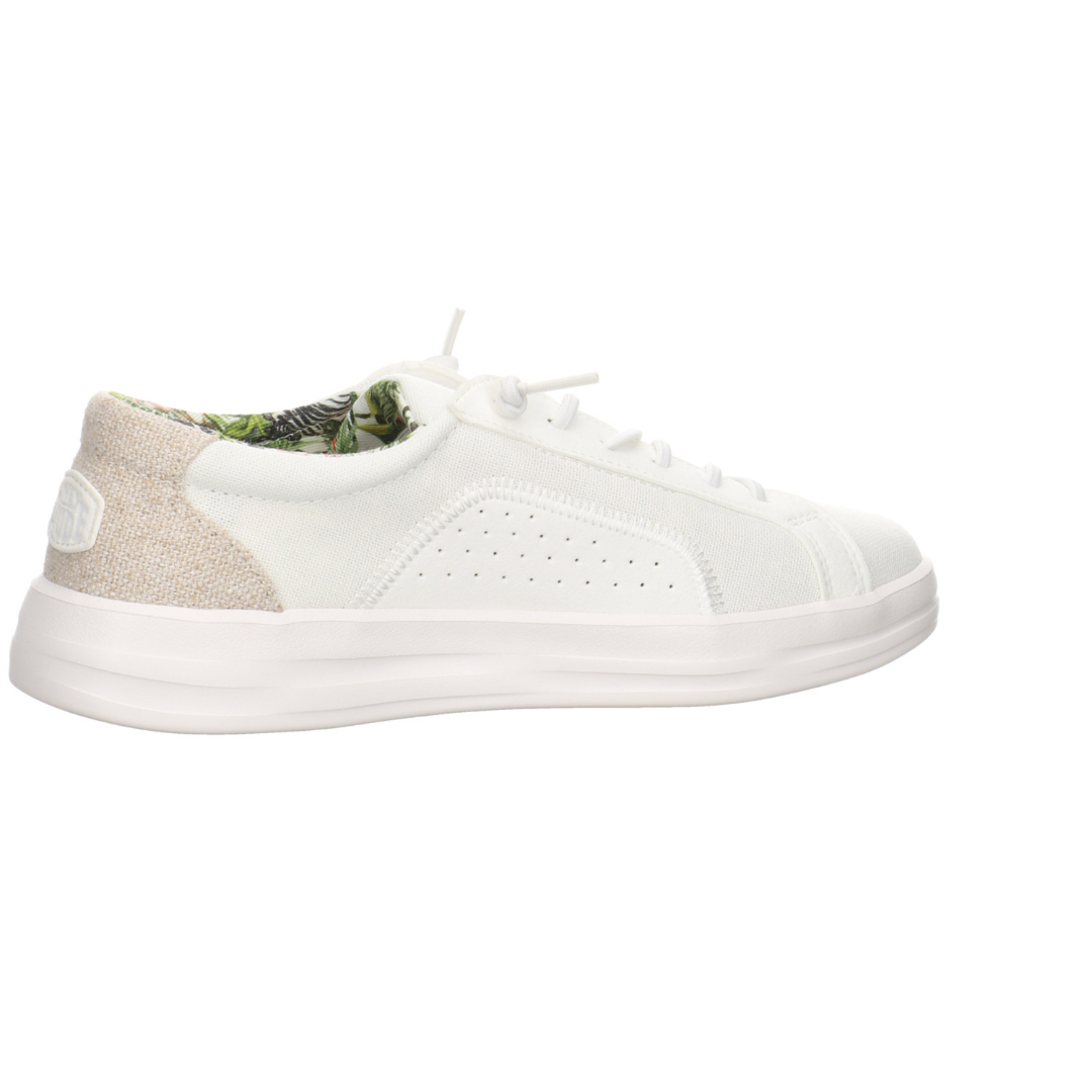 Ténis de Lona Branca com Interior Estampado Tropical para Mulher.