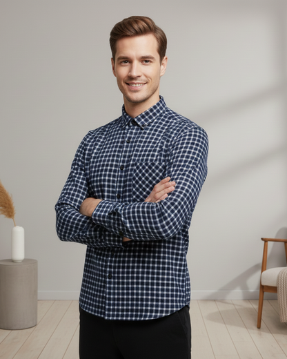 Camisa térmica xadrez para homem