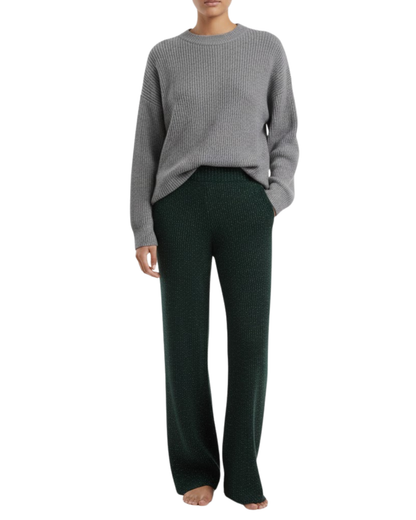 Calças de Perna Larga com Toque de Brilho para Mulher