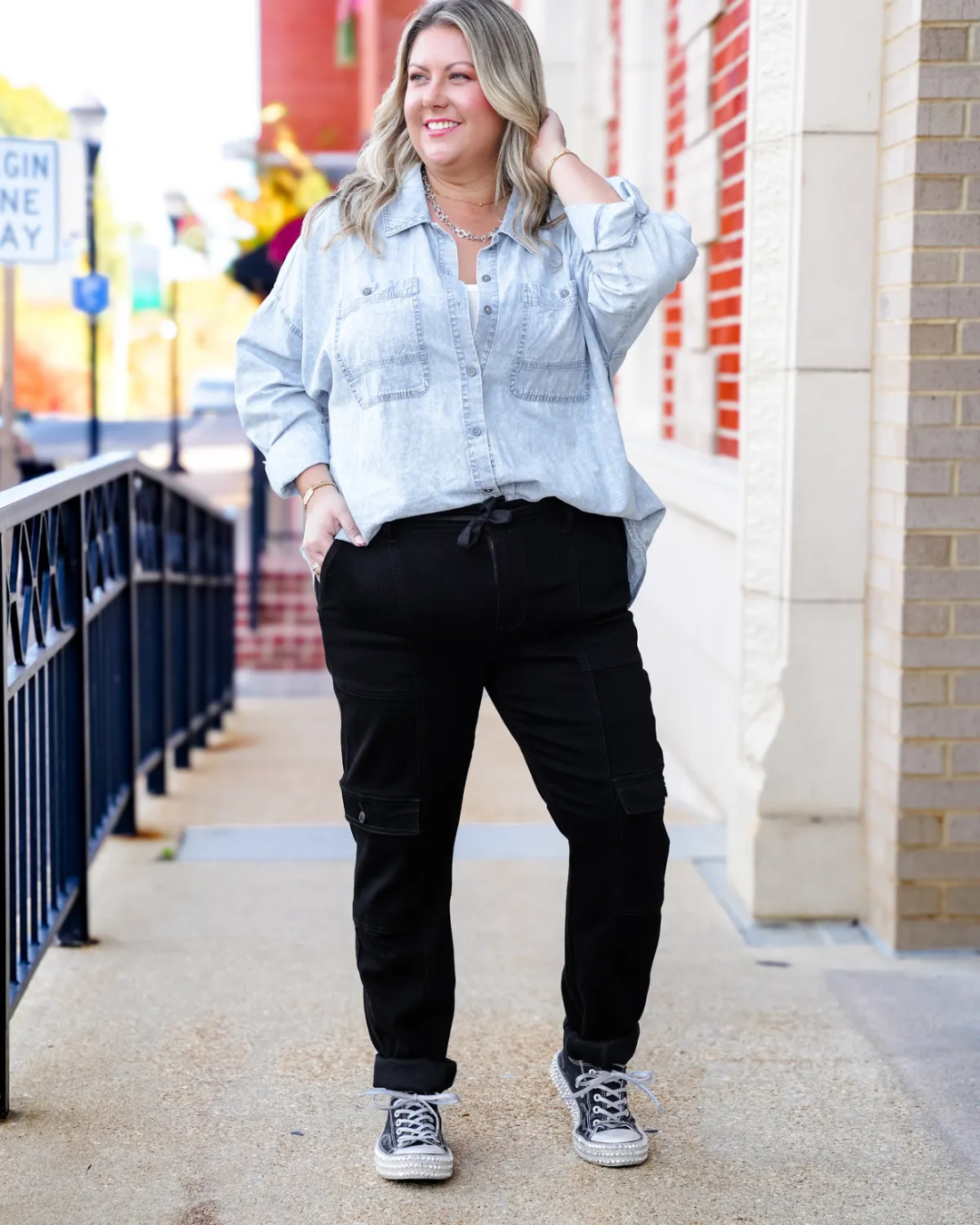 Calças Desportivas de Cintura Subida com Punhos de Carga para Mulher