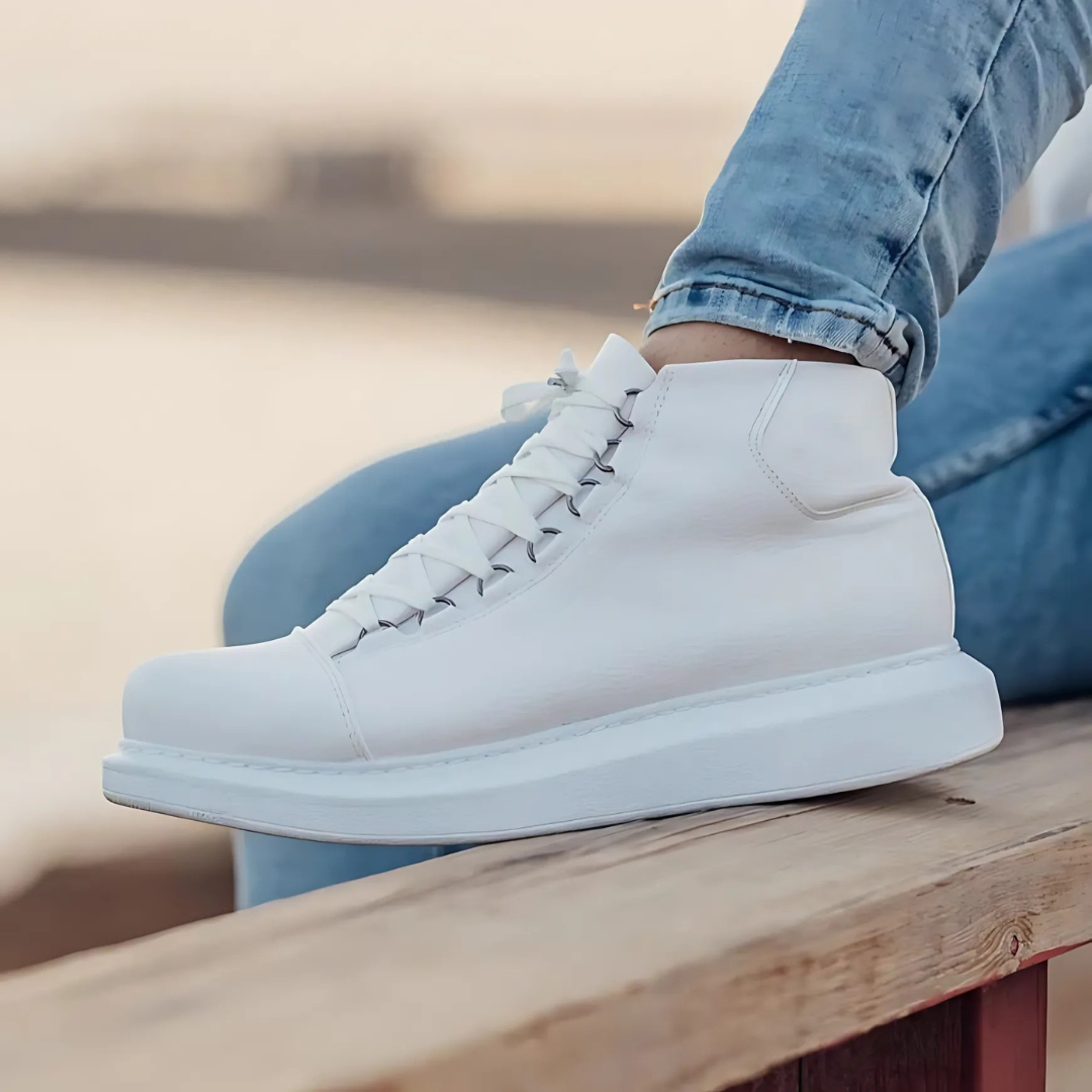 Sapatos casuais de couro para homem com sola ortopédica