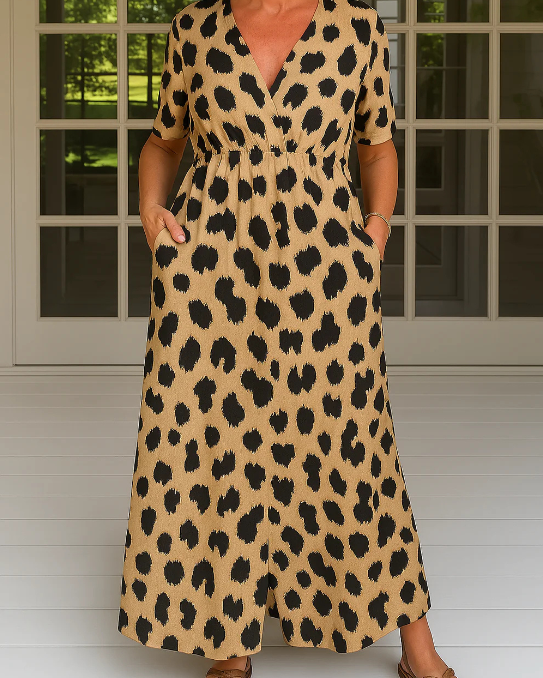 Vestido Maxi Feminino com Estampado Animal Moderno