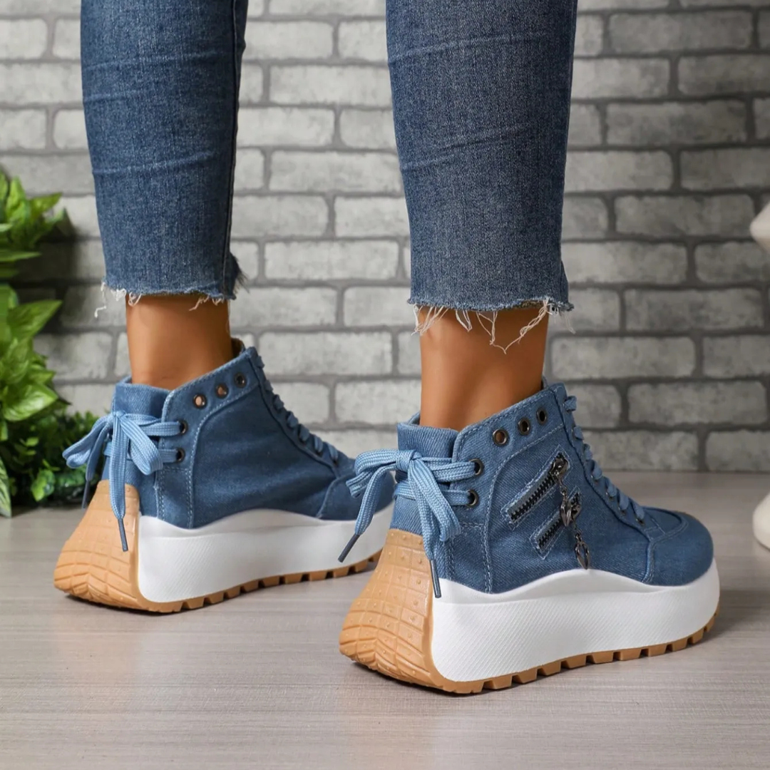 Sapatos casuais para mulher com sola alta ergonómica