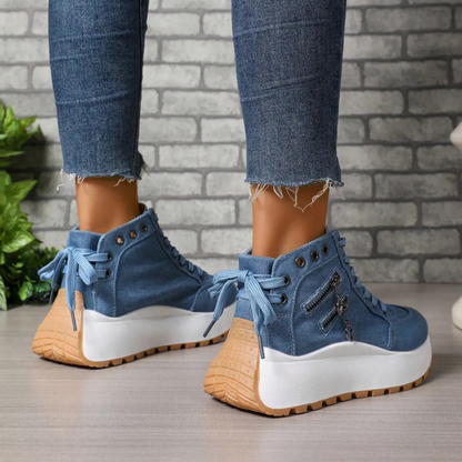 Sapatos casuais para mulher com sola alta ergonómica