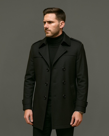Casaco Clássico de Comprimento Médio com Forro Removível para Homem