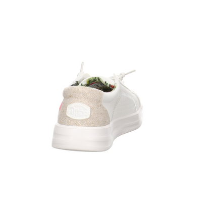 Ténis de Lona Branca com Interior Estampado Tropical para Mulher.