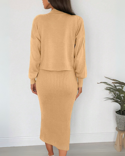 Conjunto de Suéter de Duas Peças Estilo Casual e Versátil para mulher