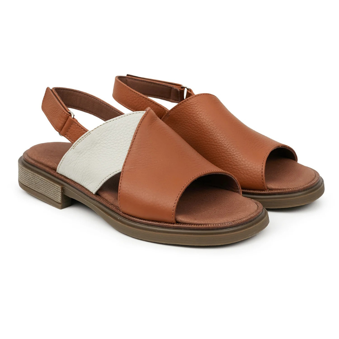Sandálias de couro em dois tons