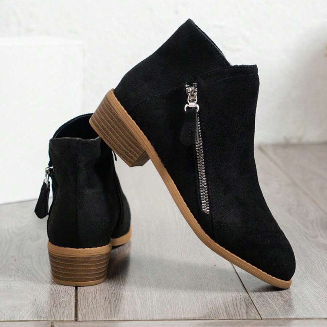 Botas de Cano Médio para Mulher com Fecho de Correr Lateral