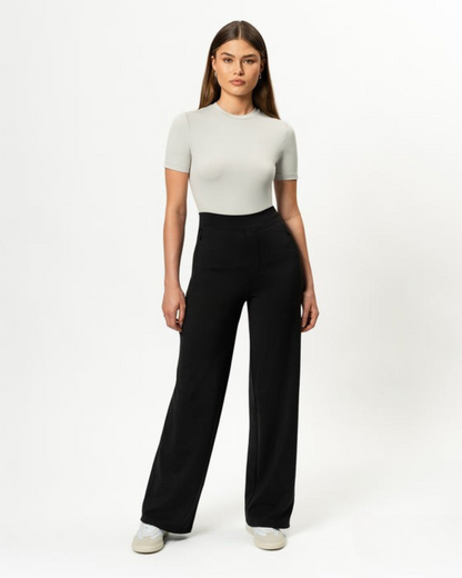Calças Rectas Relaxadas e Elásticas para Mulher
