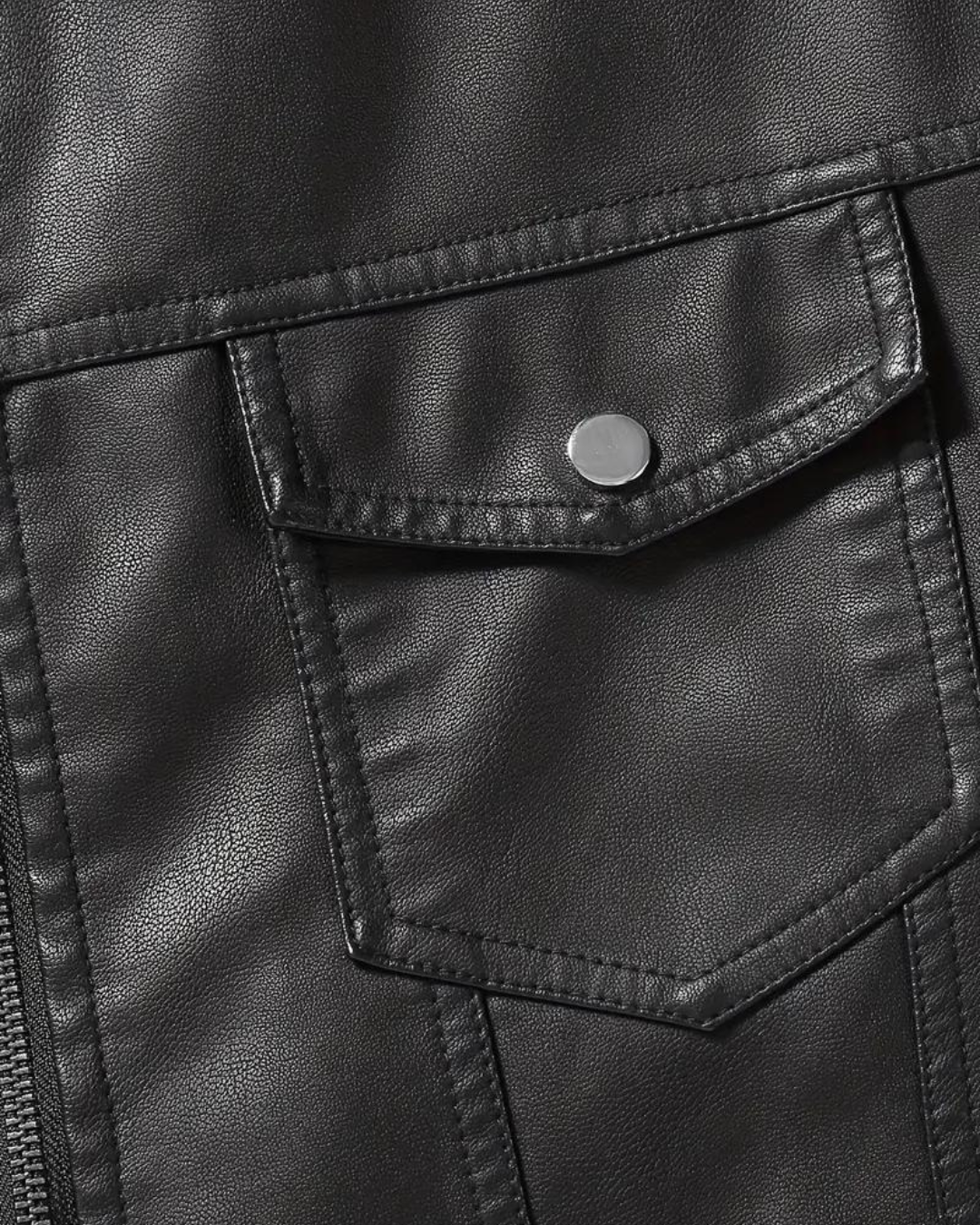 Casaco de couro com lapela para homem