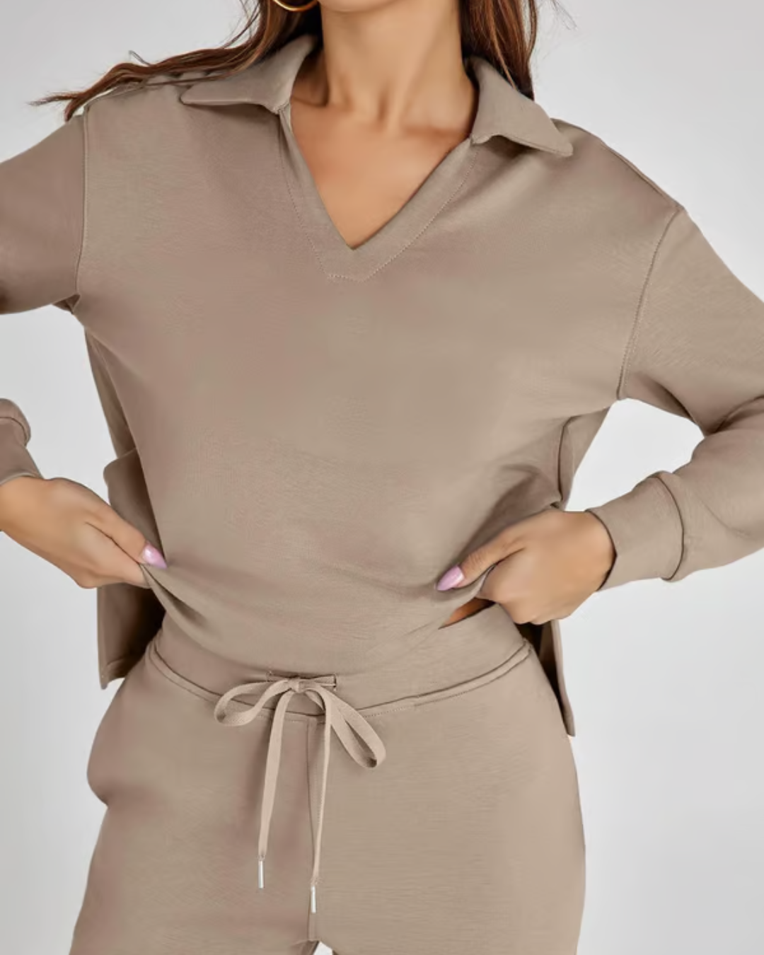 Conjunto Feminino de 2 Peças - Roupa Casual com Moletom de Manga Longa