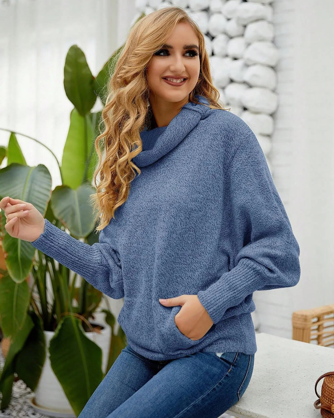 Camisola com gola alta para mulher