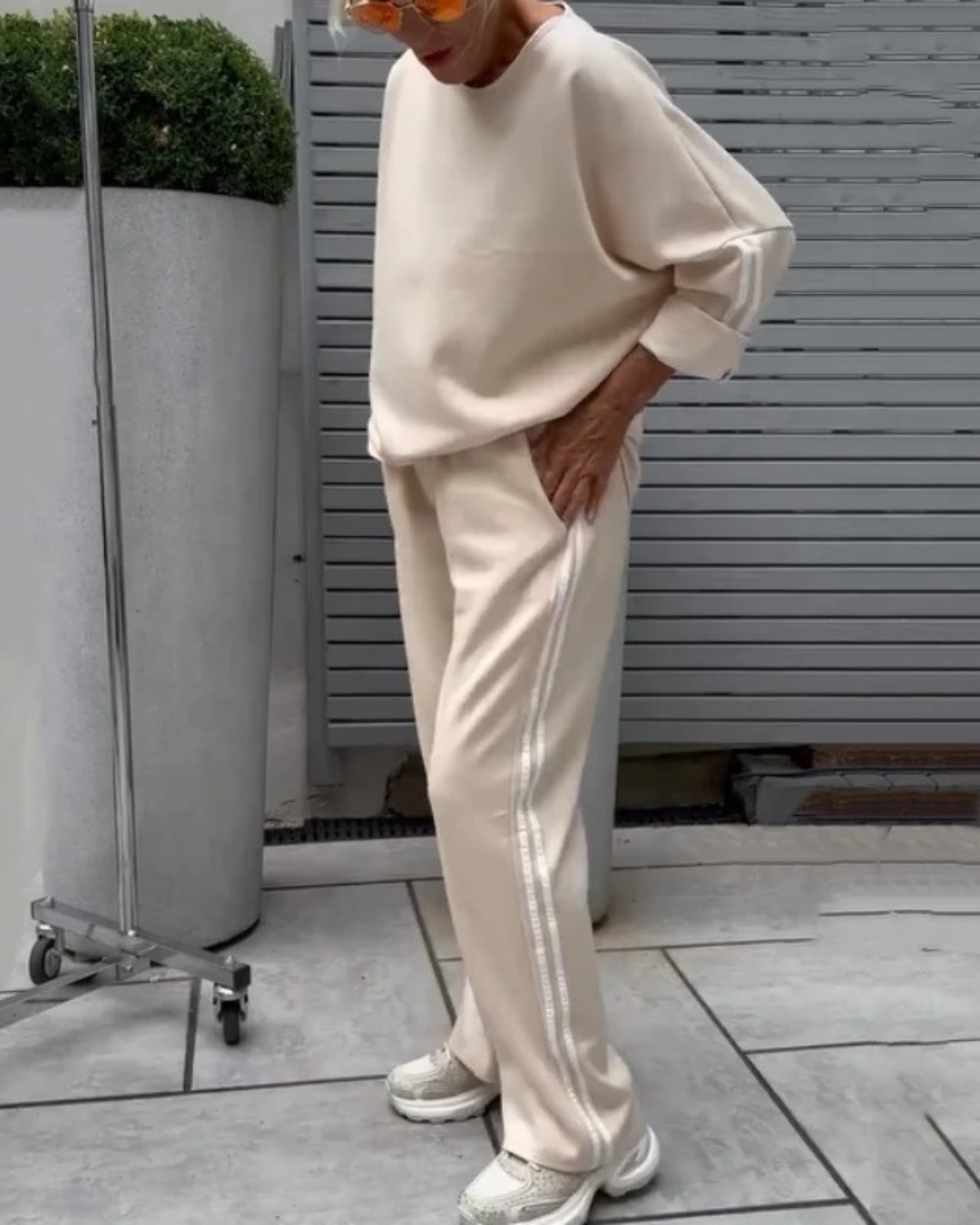 Conjunto Casual de Top e Calças de Perna Larga para Mulher