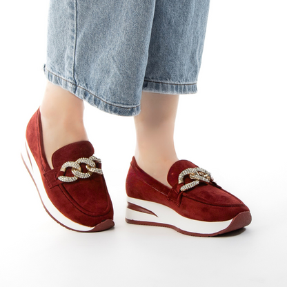 Mocassins com Pormenores de Fivela Dourada para Mulher