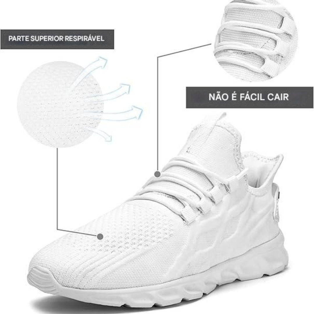 Calçado Desportivo Respirável com Sola Almofadada e Design Leve para Corrida e Treino.