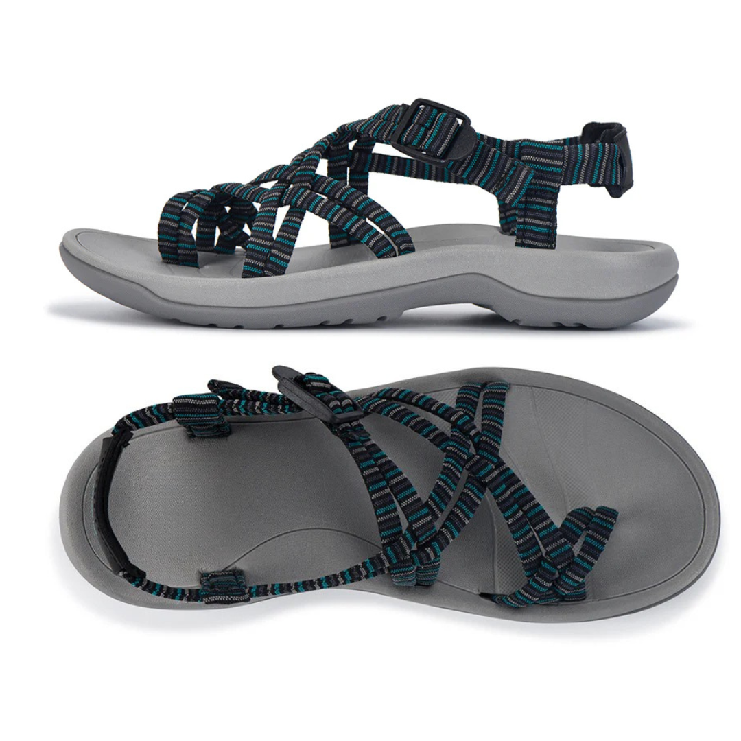 Sandálias Desportivas com Tiras Ajustáveis e Sola Cinzenta Ergonómica para Mulher