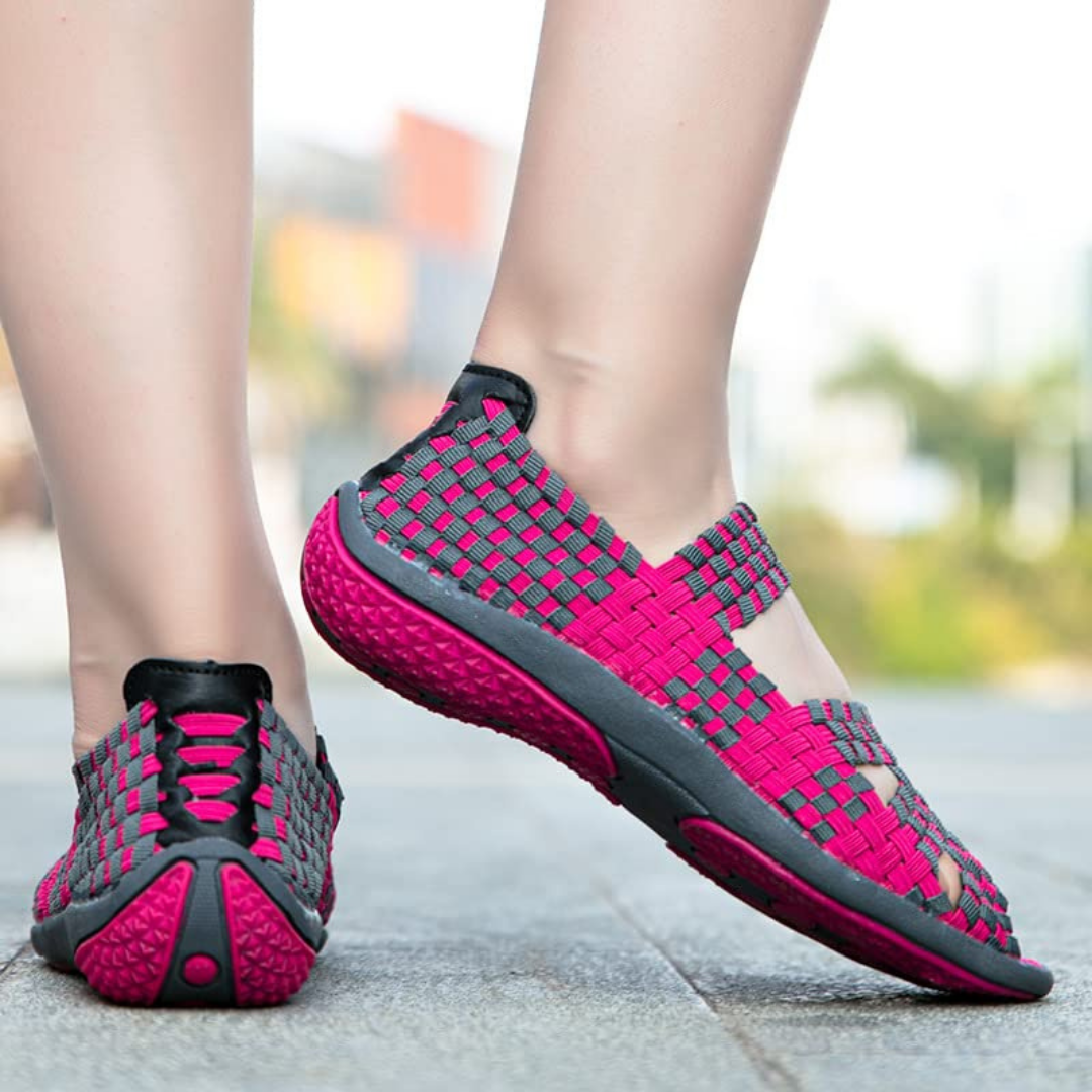 sandalias ergonómicas e casuais com cinto elástico para mulher