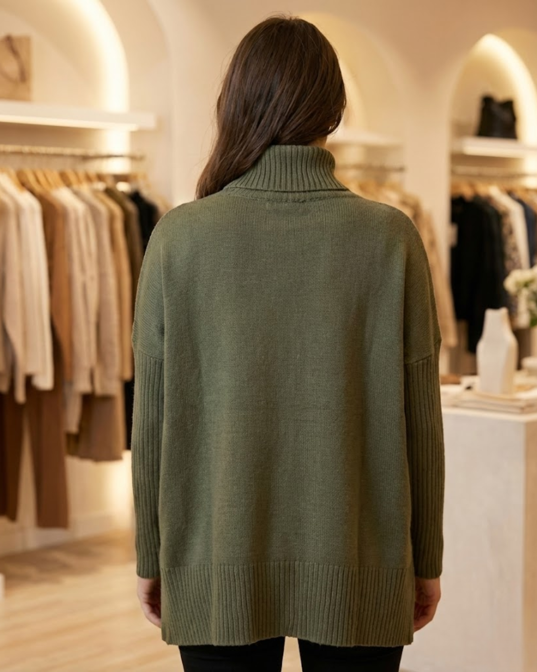 Camisola de gola alta de luxo para mulher