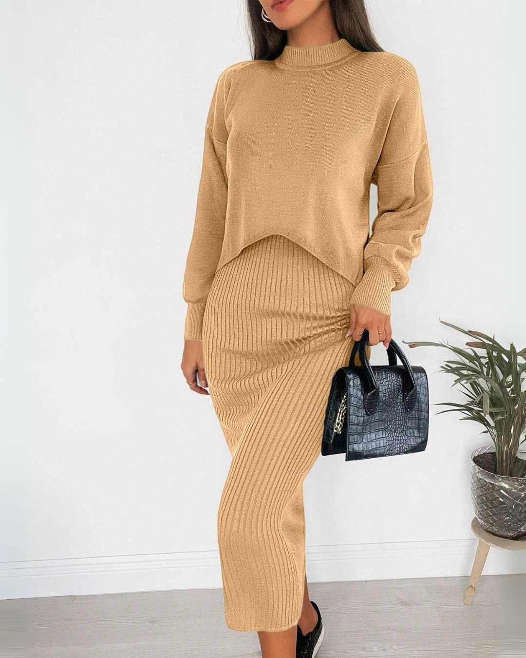 Conjunto de Suéter de Duas Peças Estilo Casual e Versátil para mulher