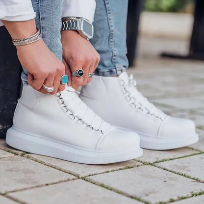 Sapatos casuais de couro para homem com sola ortopédica