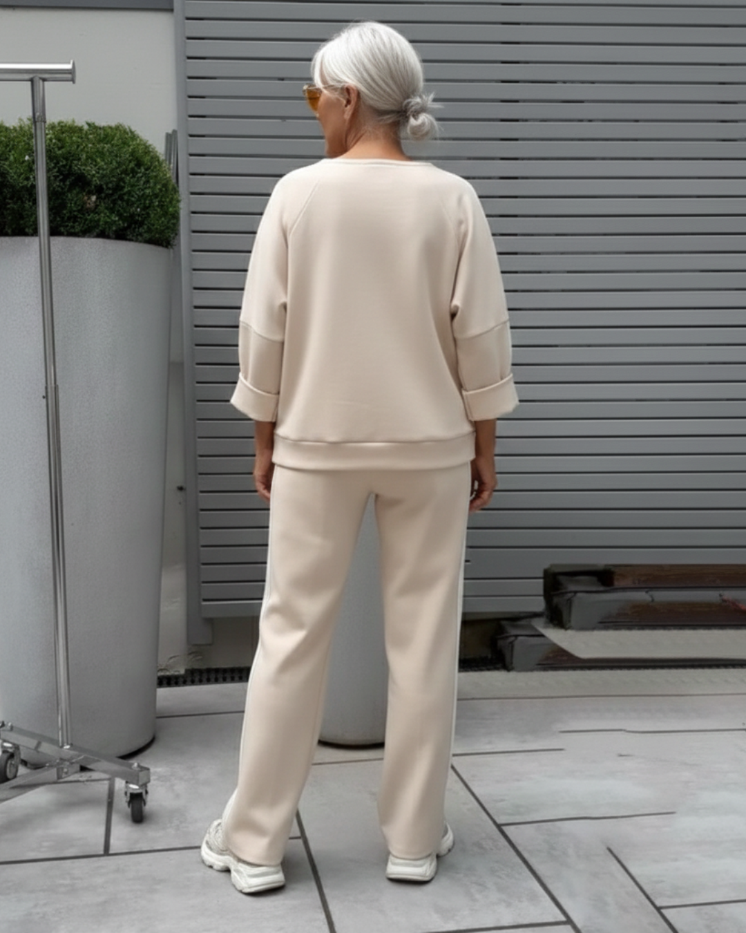 Conjunto Casual de Top e Calças de Perna Larga para Mulher