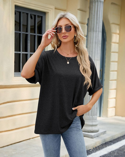 Camiseta de Manga Curta com Gola Redonda