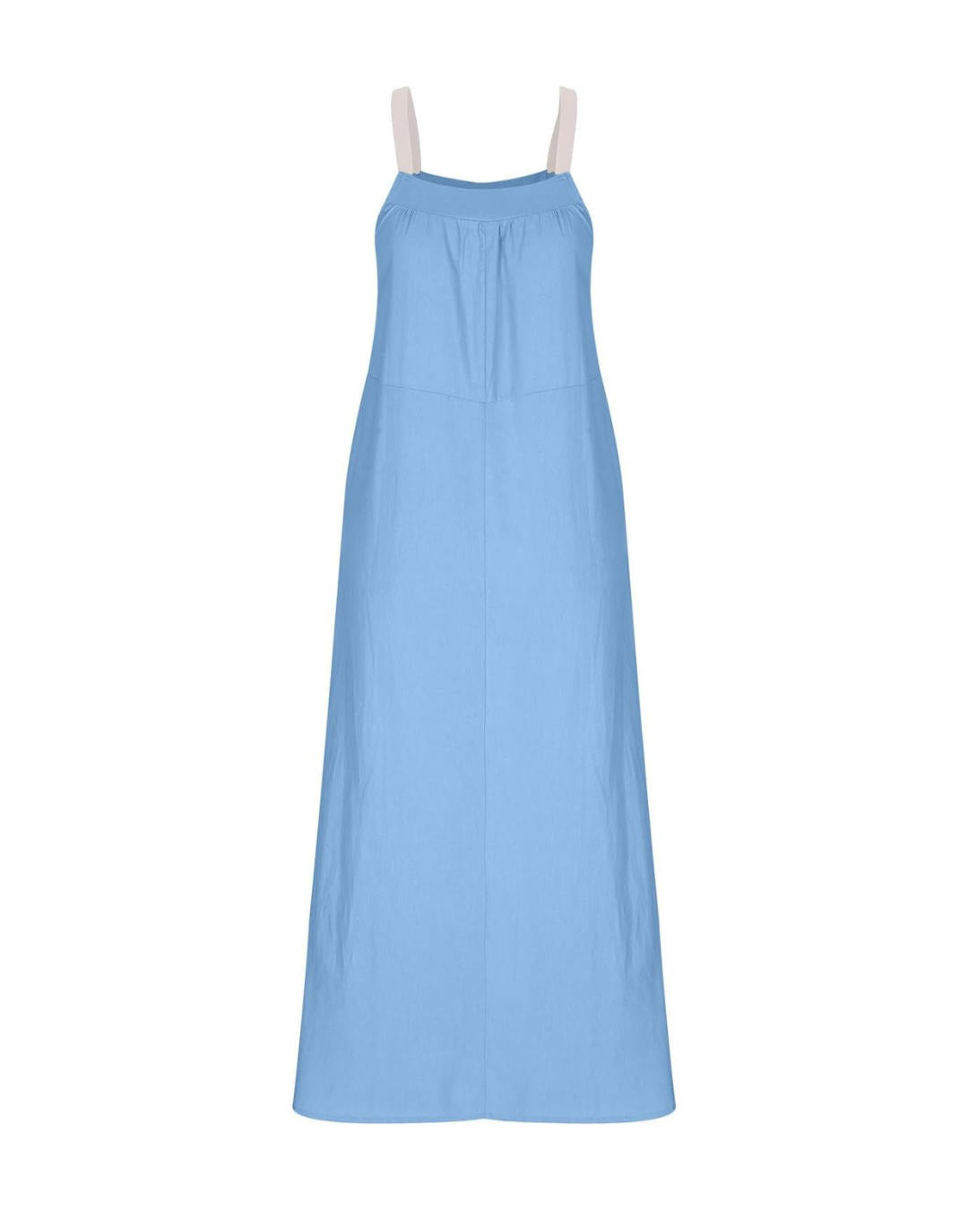 Vestido longo de linho para mulher com alças finas