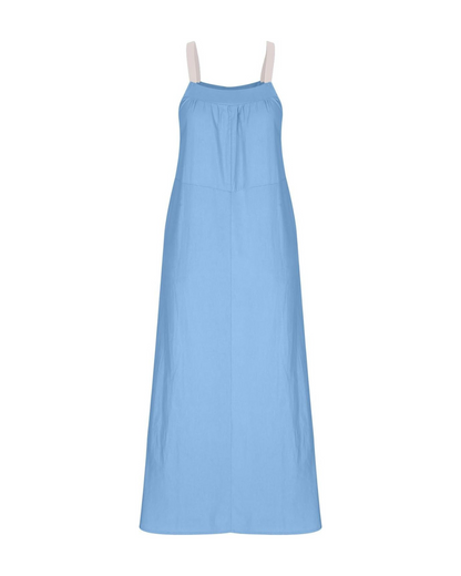 Vestido longo de linho para mulher com alças finas