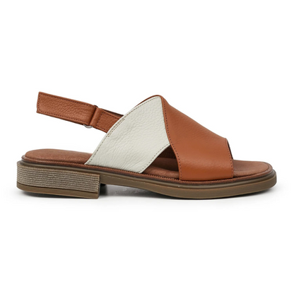 Sandálias de couro em dois tons