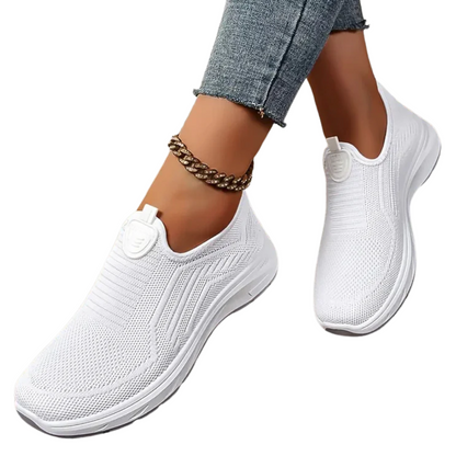 Sapatos de malha respiráveis sem atacadores para mulher