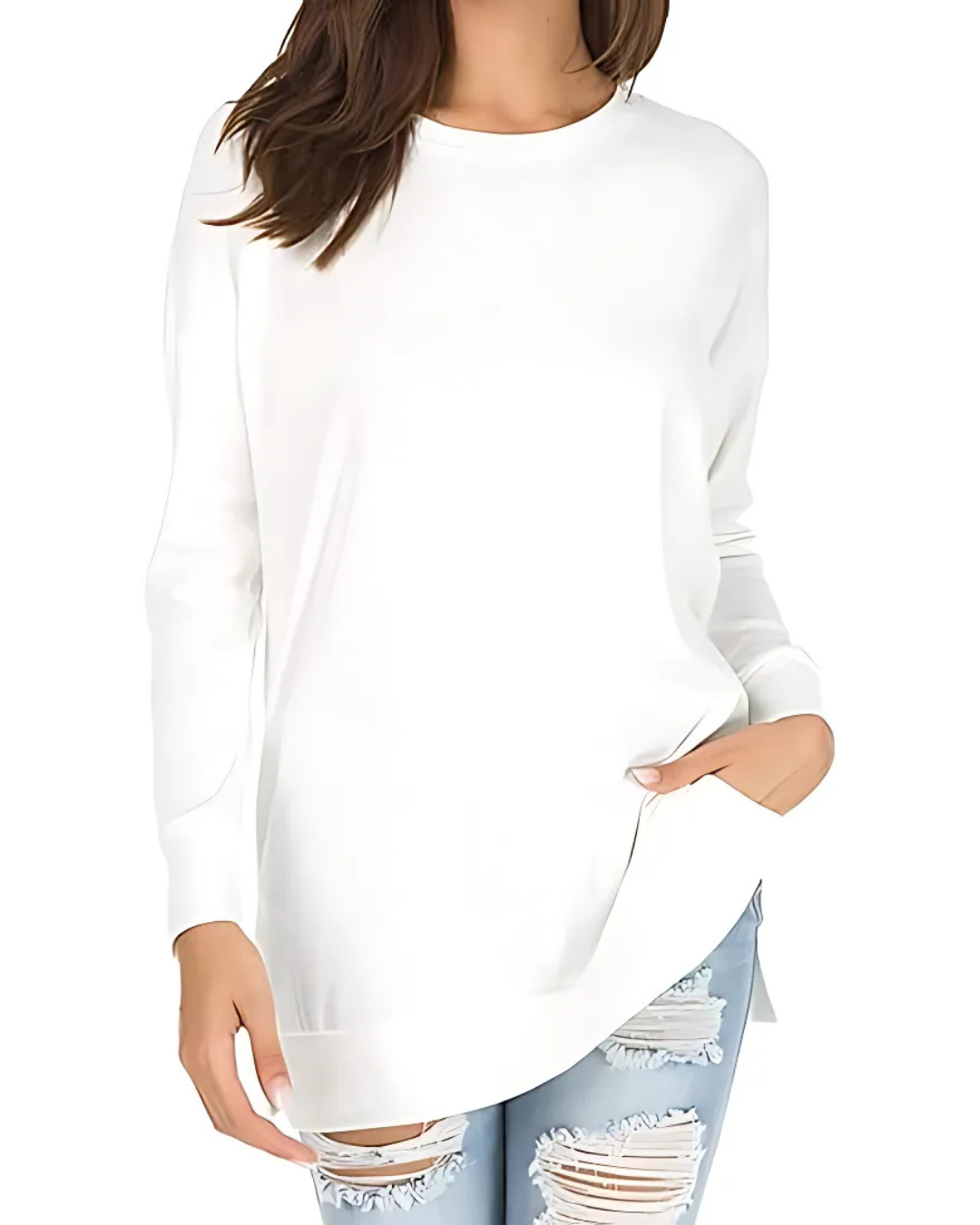 Camisola de Manga Comprida e Folgada para um Estilo Casual e Confortável