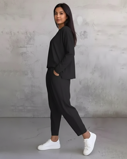 Conjunto de Camisola de Manga Comprida e Calças Casuais para Mulher