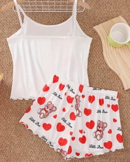 Pijama com alças e cintura elástica para mulher