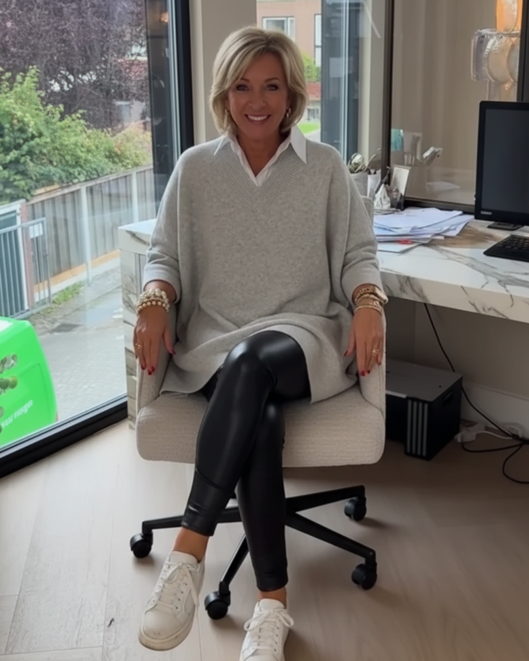 Camisola casual com mangas decoradas e estilo folgado