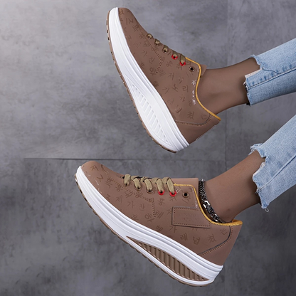 Sapatos de Mulher com Impressão de Letras Antiderrapantes e Sola Grossa