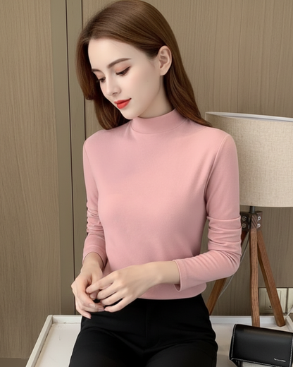 Camisola de manga comprida com gola alta para mulher