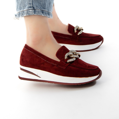 Mocassins com Pormenores de Fivela Dourada para Mulher