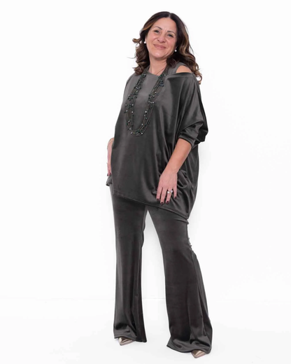 Conjunto de Três Peças amplo e fluido de duas peças para mulher