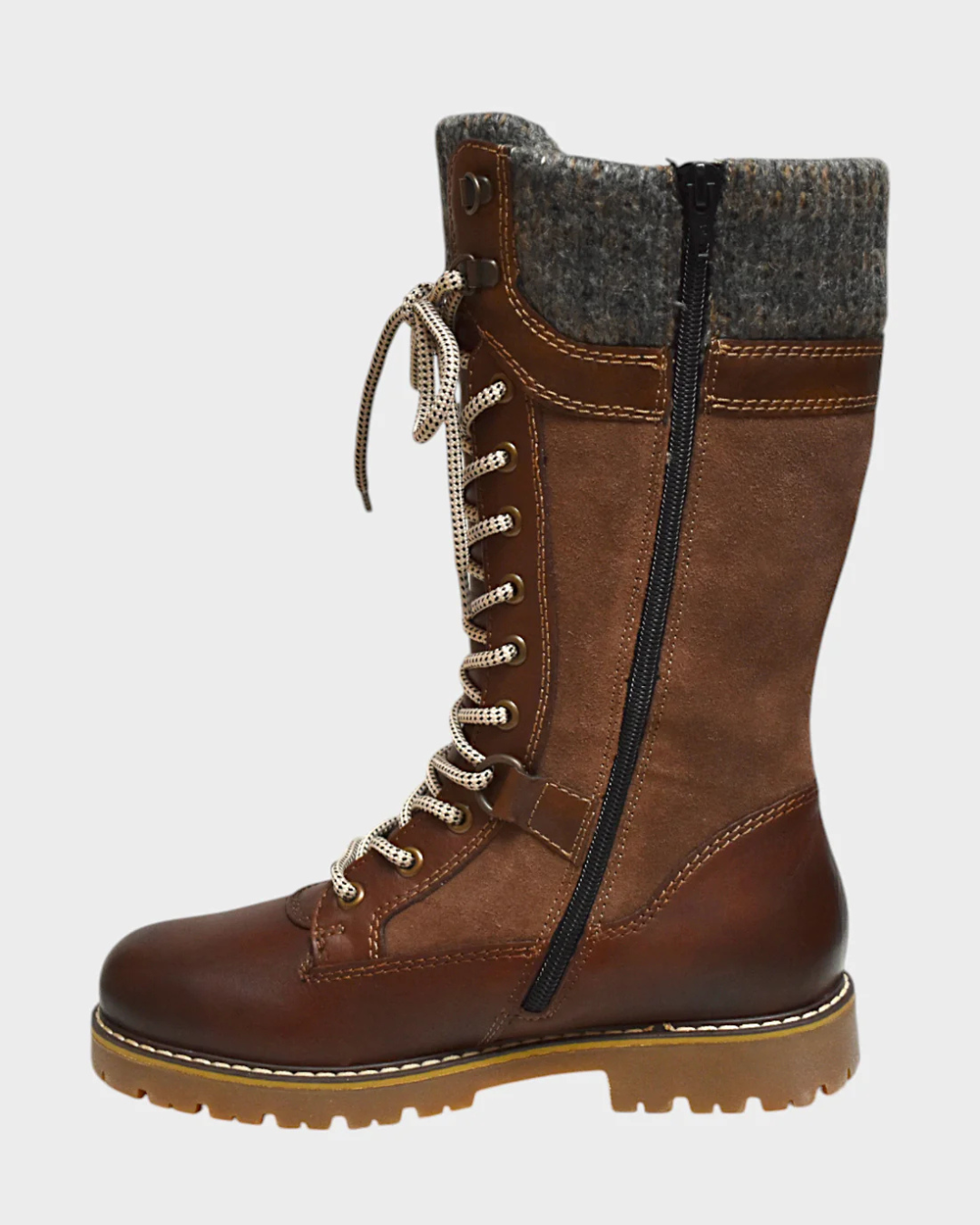 Botas Altas de Couro com Fecho Lateral Unissexo