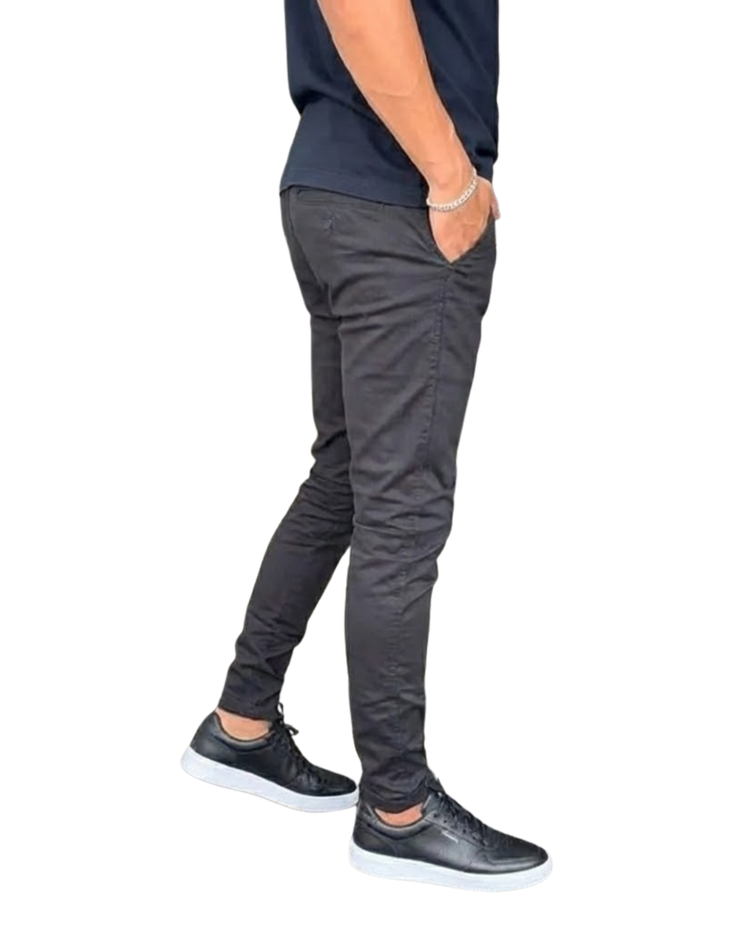 Calças justas elásticas confortáveis para homem