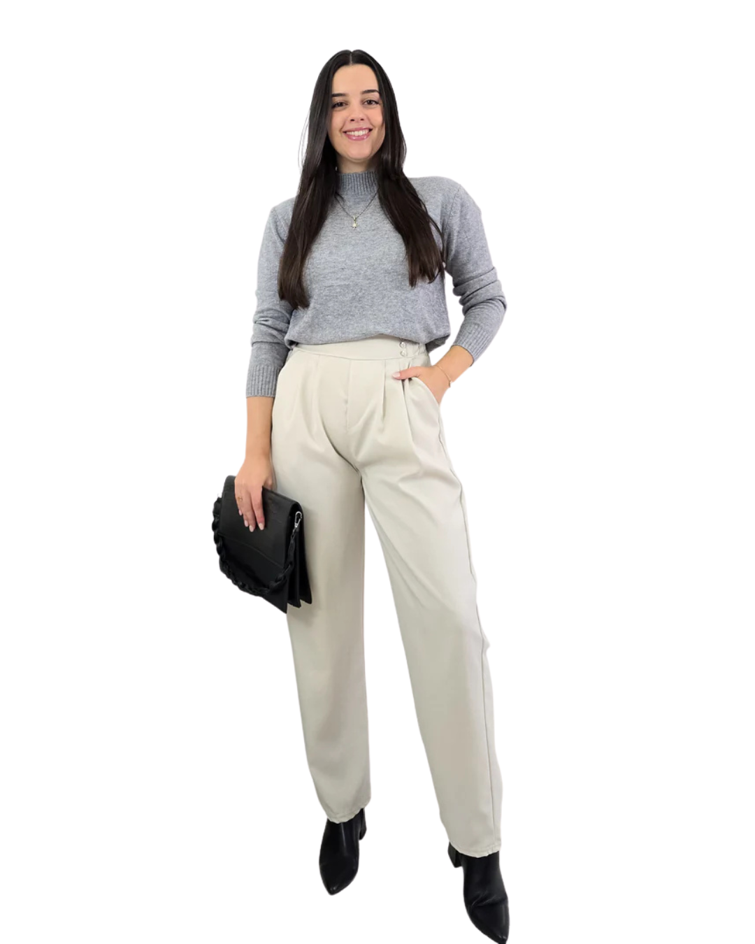 Calças sociais fluidas de cintura alta para mulher