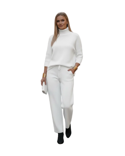 Conjunto de malha e mangas três quartos de 2 peças para mulher