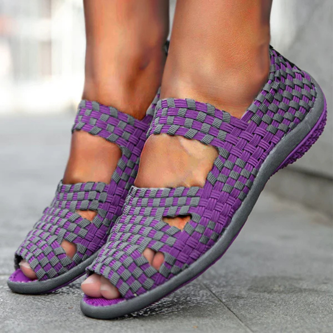 sandalias ergonómicas e casuais com cinto elástico para mulher