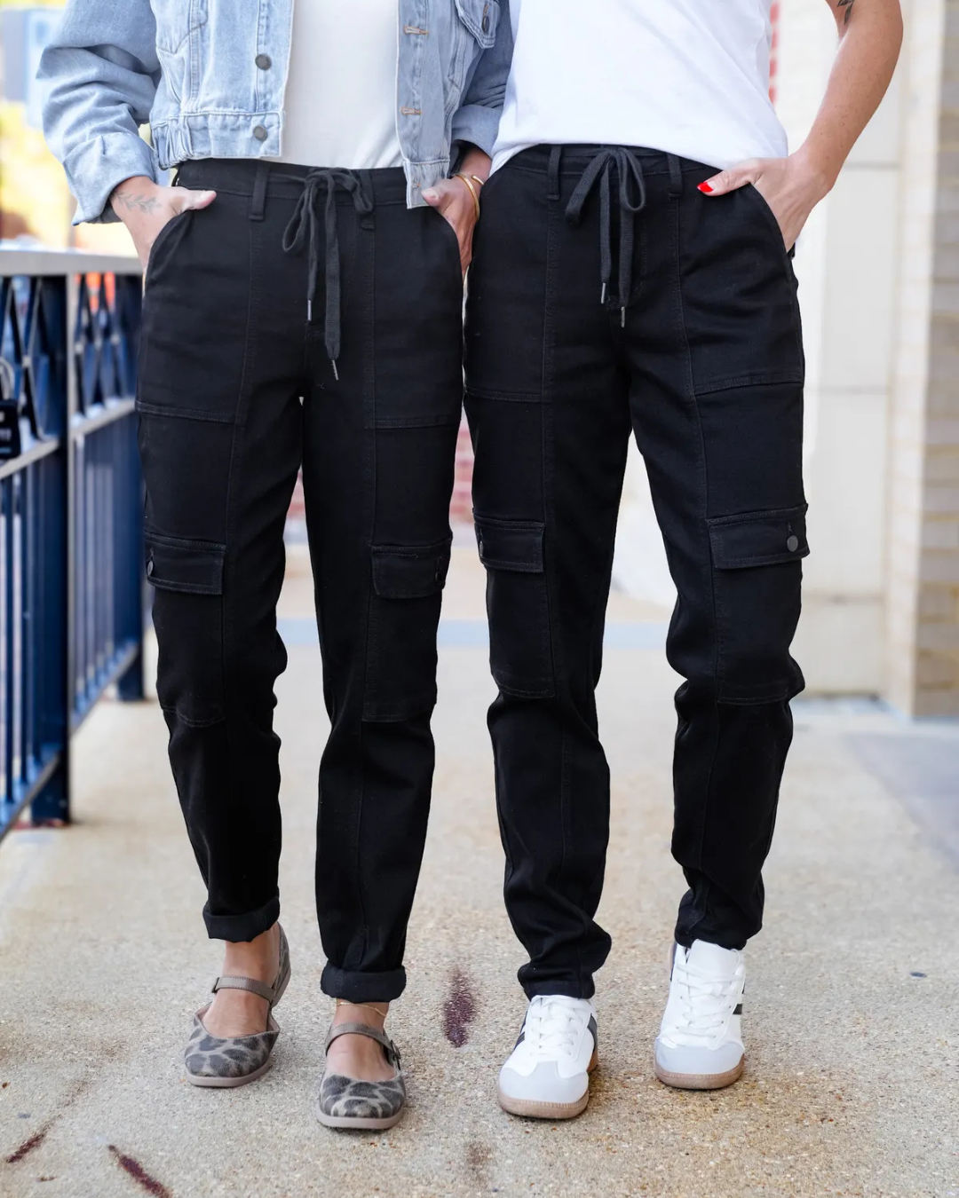 Calças Desportivas de Cintura Subida com Punhos de Carga para Mulher