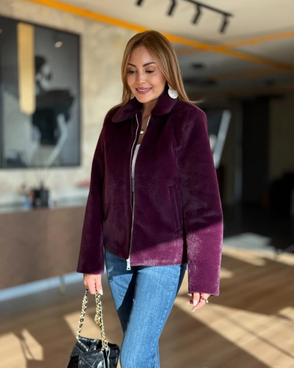 Casaco de veludo brilhante para mulher