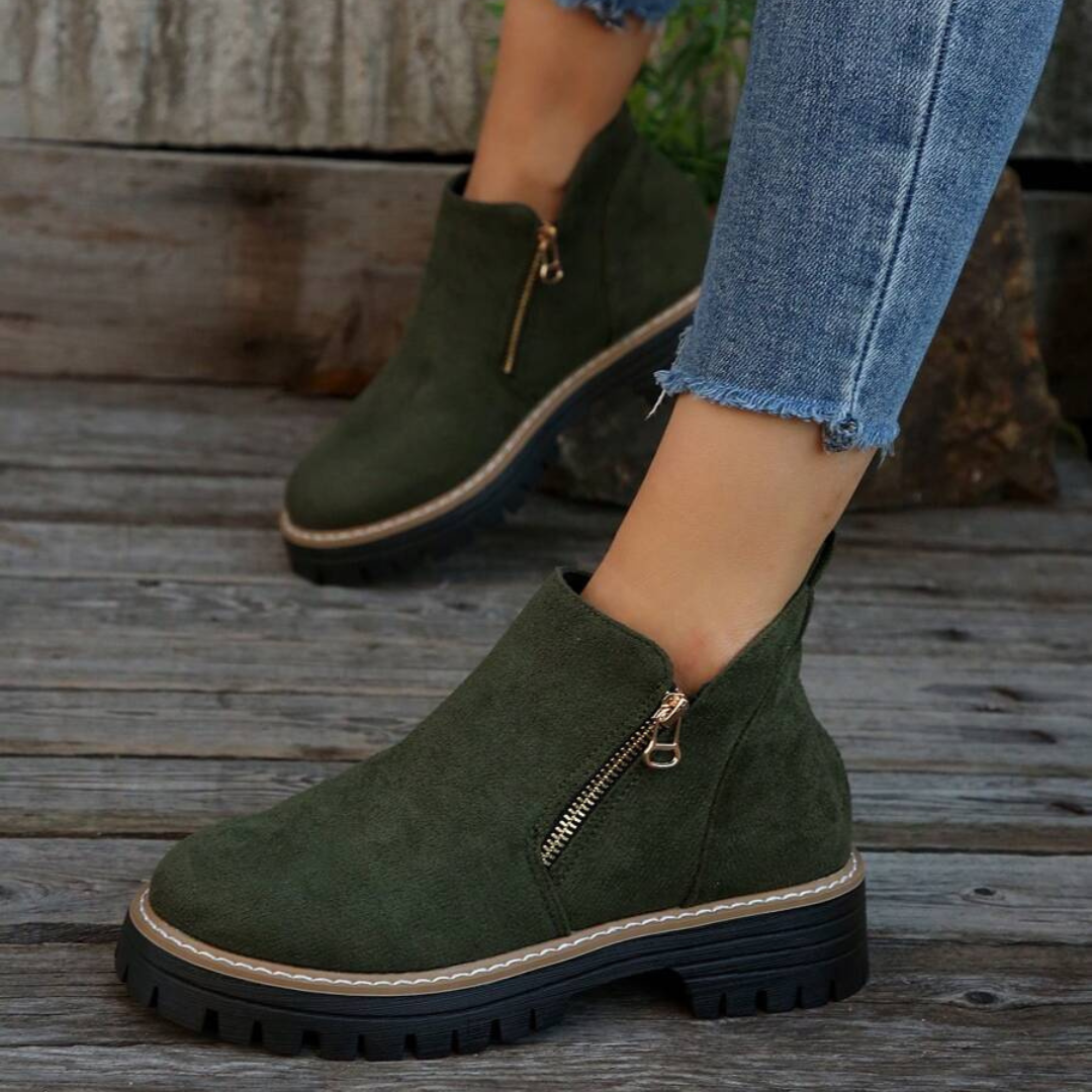 Botas de Cano Curto com Fecho de Correr para Mulher