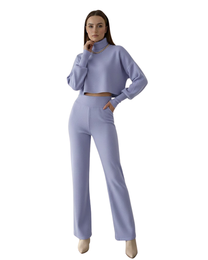 Conjunto de Duas Peças com Top de Gola Alta para Mulher