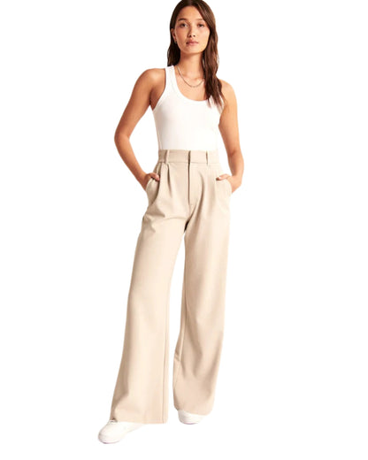 Calças Clássicas de Perna Larga para Mulher