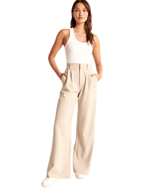 Calças Clássicas de Perna Larga para Mulher